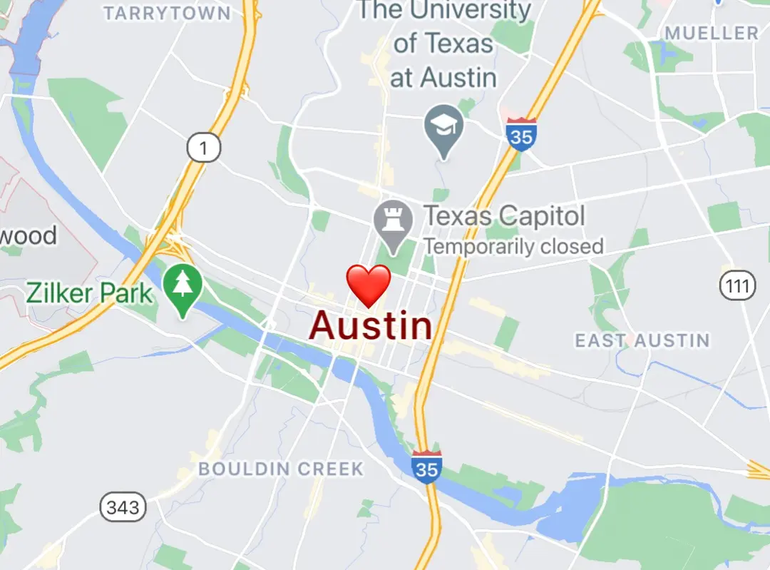 Map of Austin, TX.